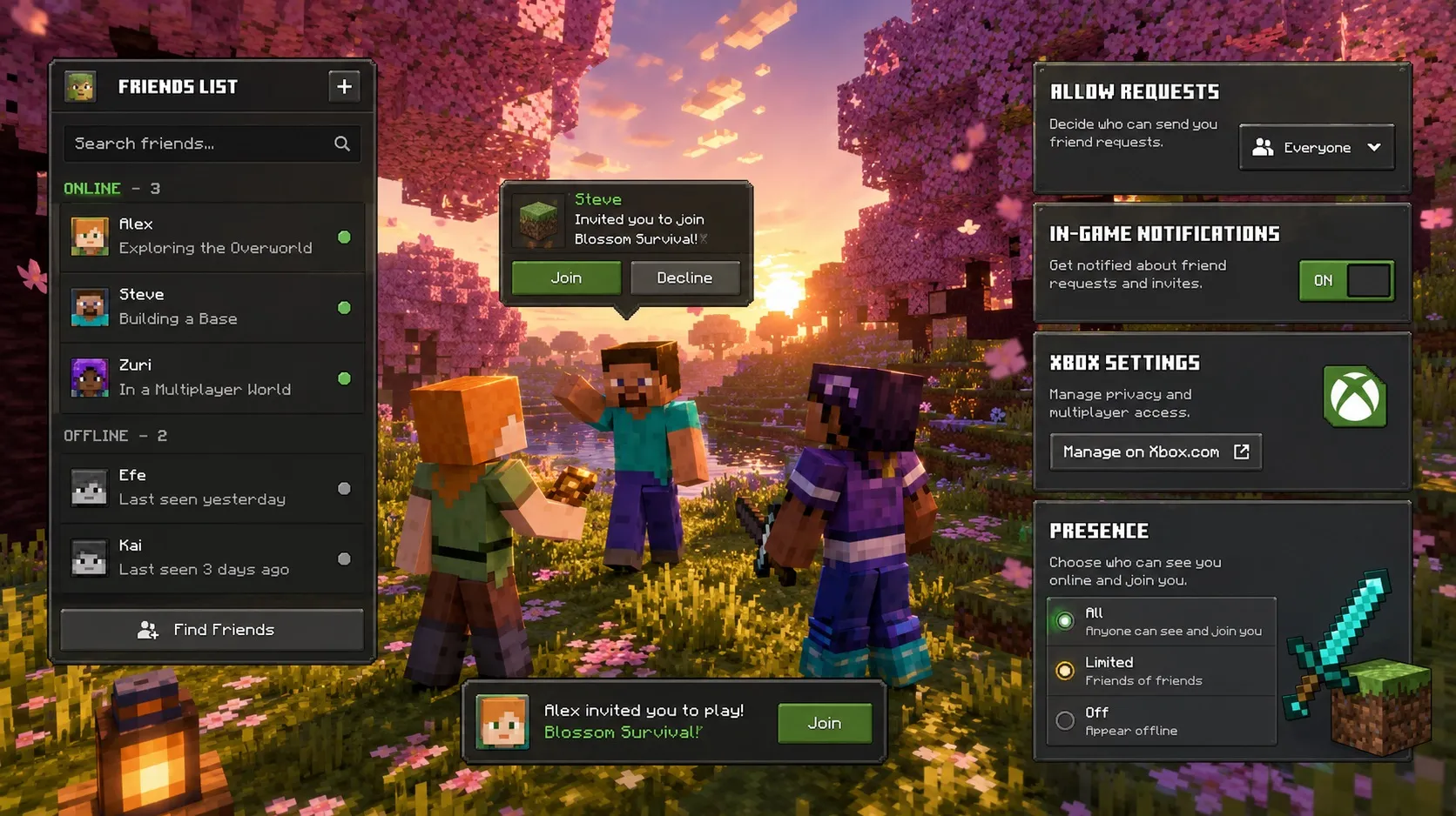 Все настройки Friends List в Minecraft Java: подробное объяснение