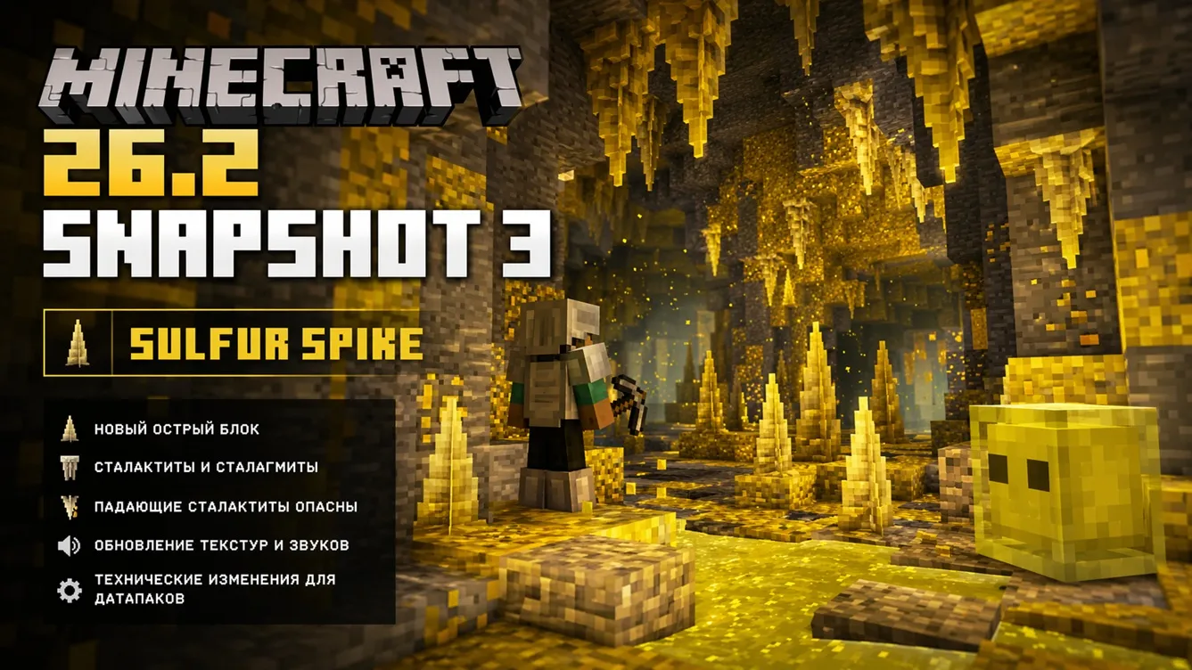 Minecraft 26.2 Snapshot 3: все о Sulfur Spike